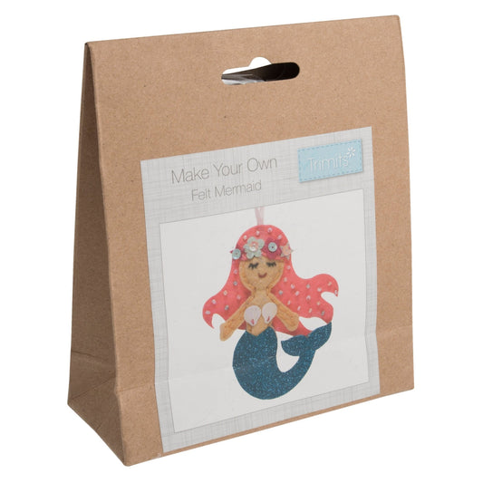 Trimits Mermaid Pre Punched Shaped Acrylic Felt Kit For Beginners 10cm x 8cm - Home - Crafts