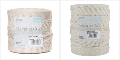 Trimits Natural Macramé Cord Spool Wall Hanging Jewellery Crafts - Select Size - Home - Crafts