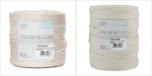 Trimits Natural Macramé Cord Spool Wall Hanging Jewellery Crafts - Select Size - Home - Crafts