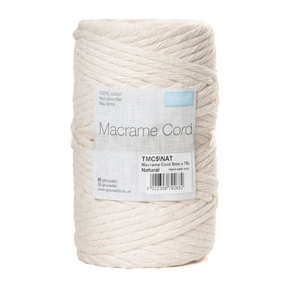 Trimits Natural Macramé Cotton Cord Spool Jewellery Making Crafts - Select Size