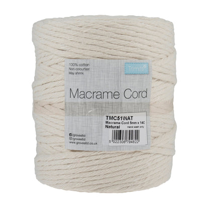 Trimits Natural Macramé Cotton Cord Spool Jewellery Making Crafts - Select Size