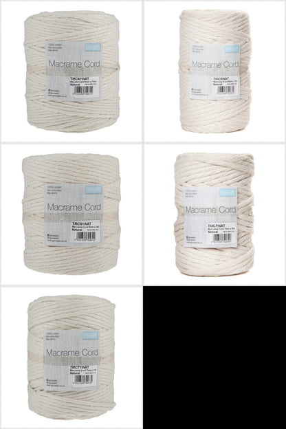 Trimits Natural Macramé Cotton Cord Spool Jewellery Making Crafts - Select Size