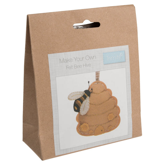 Trimits Pre - Punched Shaped Acrylic Felt Kit For Beginners 10cm x 10cm - Bee Hive - Home - Crafts
