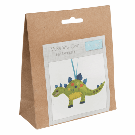 Trimits Pre - Punched Shaped Acrylic Felt Kit For Beginners 14.5 x 10cm. - Dinosaur - Home - Crafts