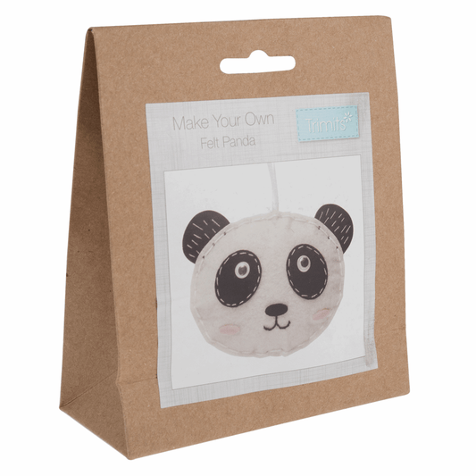 Trimits Pre - Punched Shaped Acrylic Felt Kit For Beginners 14.5 x 8.5cm - Panda - Home - Crafts