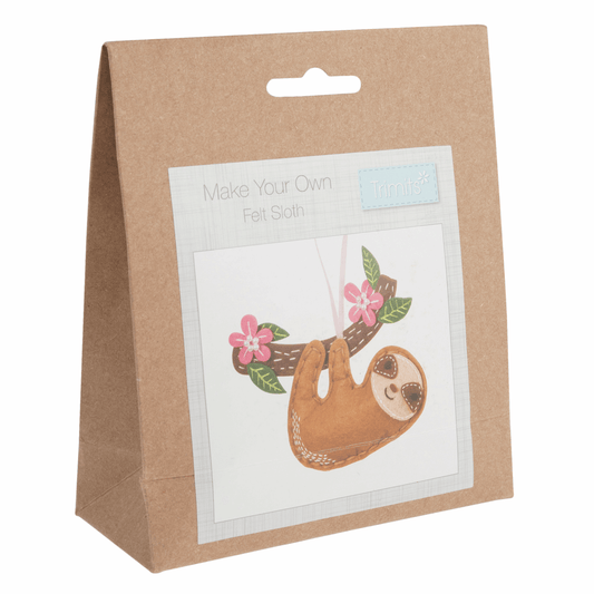 Trimits Pre - Punched Shaped Acrylic Felt Kit For Beginners 14.5 x 8.5cm - Sloth - Home - Crafts