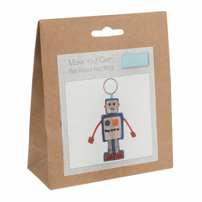 Trimits Pre - Punched Shaped Acrylic Felt Kit For Beginners 4.5 x 11.6cm - Robot - Home - Crafts