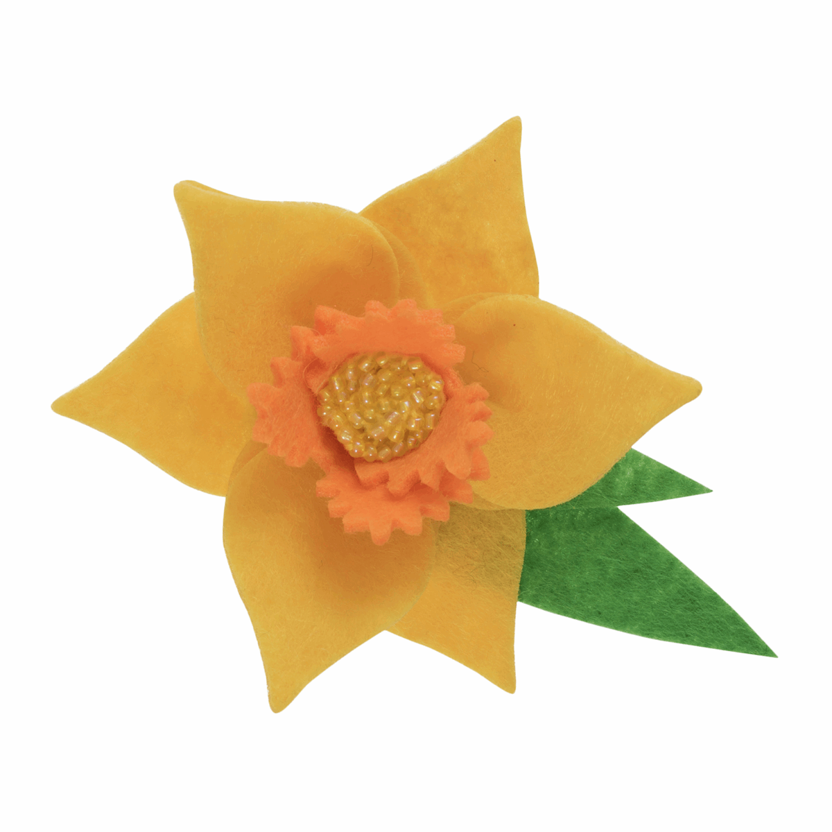 Trimits Pre - Punched Shaped Acrylic Felt Kit For Beginners 8.5 x 11.5cm - Daffodil Brooch - Home - Crafts