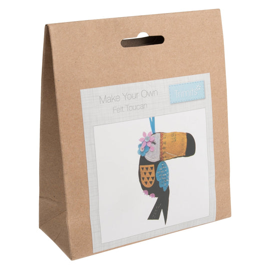 Trimits Toucan Pre Punched Shaped Acrylic Felt Kit For Beginners 12cm x 9cm - Home - Crafts