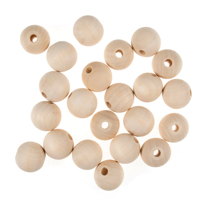 Trimits Wooden Round Beads Toy Pram Jewellery Making Painting Macramé Craft 25mm