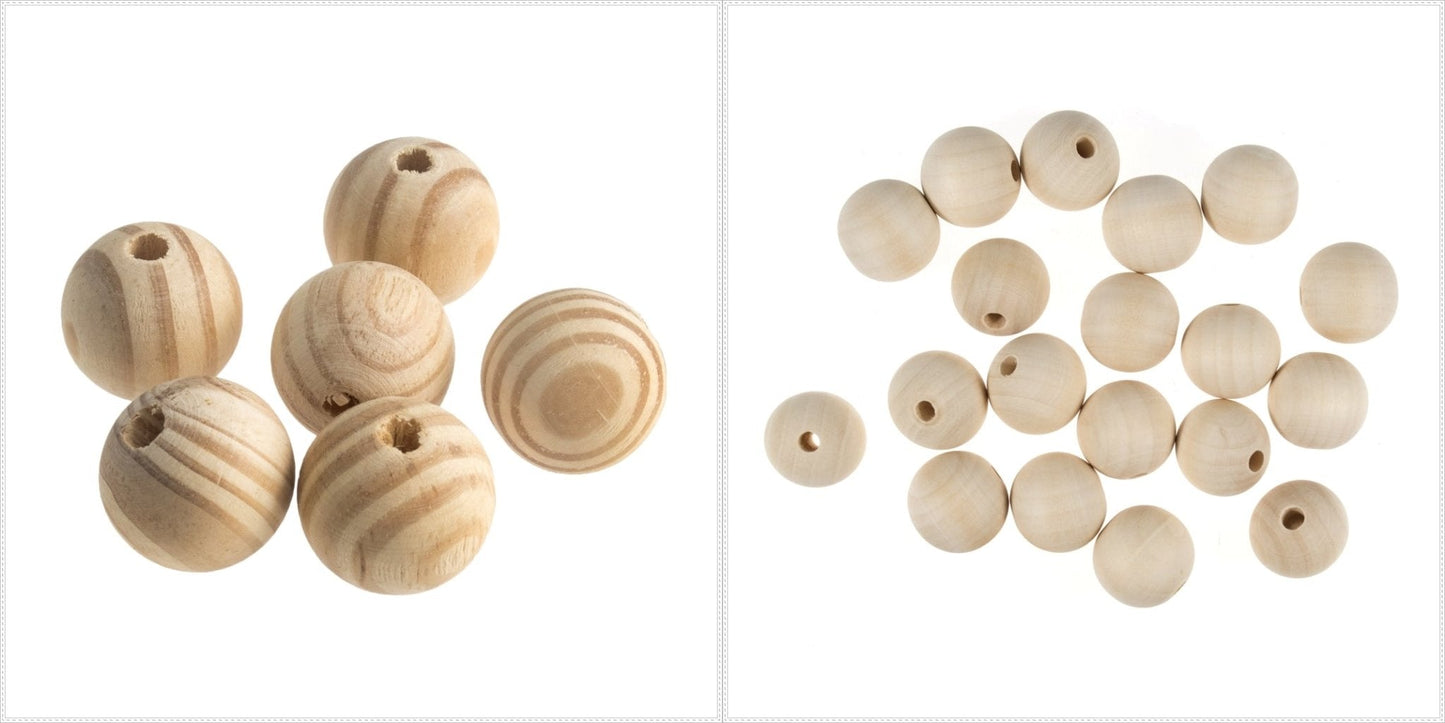 Trimits Wooden Round Beads Toy Pram Jewellery Making Painting Macramé Craft 30mm - Home - Crafts