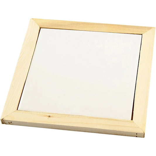 Trivet Wooden Frame - White Porcelain
