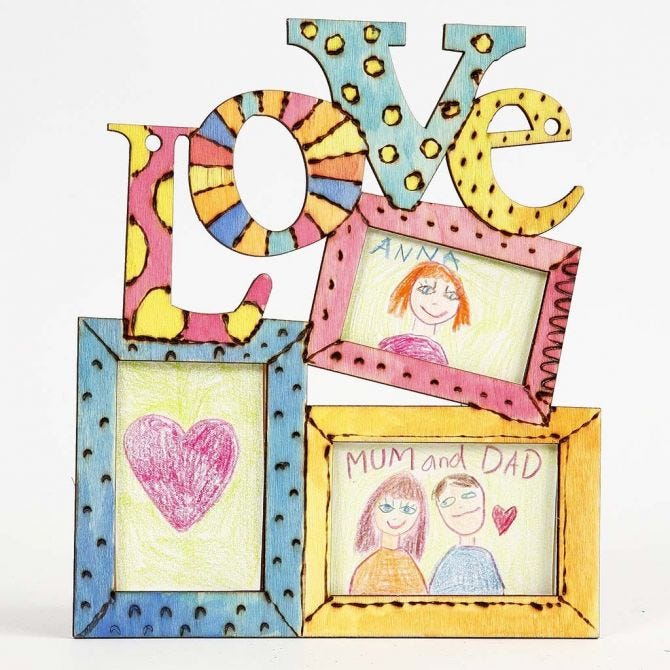 Wooden Frames Collage With Love Hanging Home Furnishings Decoration Crafts 19.6x16x0.7 cm