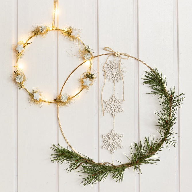Gold Circular Wire Metal Ring Dream-catcher Christmas Wreath Lamps D: 30 cm
