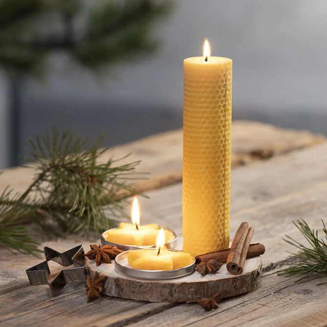 Light Wood Candlestick Board With Metal Holder Tealight Home Decoration Crafts D: 14-16 cm