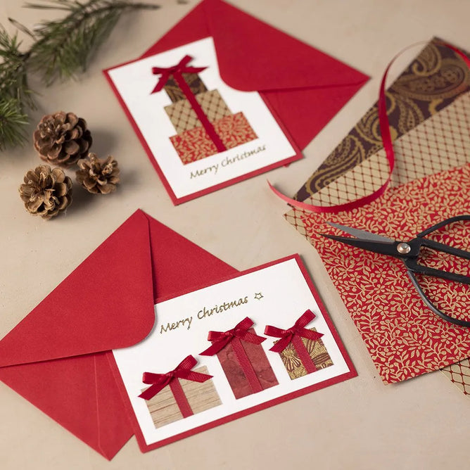 50 x Paper Cards Envelopes Sets Green Red Christmas Greeting Invitation 15cm SQ