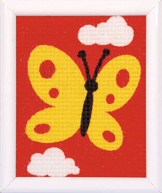 Vervaco Needlepoint Tapestry Canvas Kit Needlecraft 12.5x16cm - Butterfly - Home - Crafts