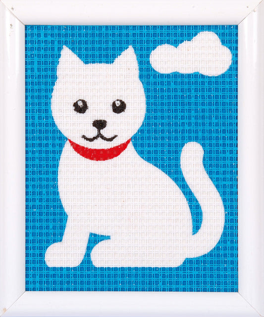 Vervaco Needlepoint Tapestry Canvas Kit Needlecraft 12.5x16cm - Cat - Home - Crafts