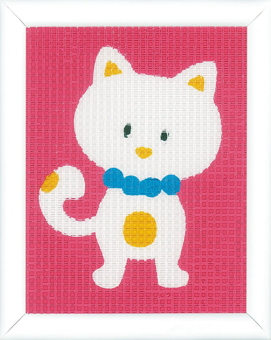 Vervaco Needlepoint Tapestry Canvas Kit Needlecraft 12.5x16cm - Cute Cat - Home - Crafts