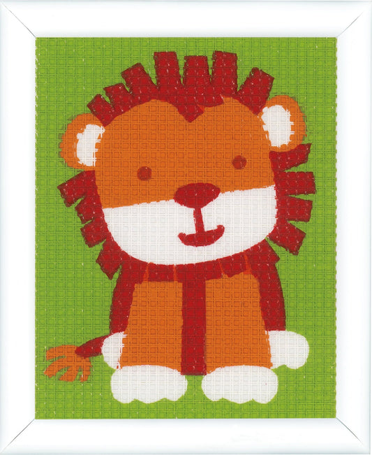 Vervaco Needlepoint Tapestry Canvas Kit Needlecraft 12.5x16cm - Cute Lion - Home - Crafts