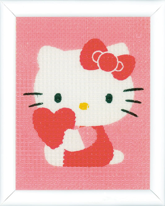 Vervaco Needlepoint Tapestry Canvas Kit Needlecraft 12.5x16cm - Hello Kitty: With Heart - Home - Crafts