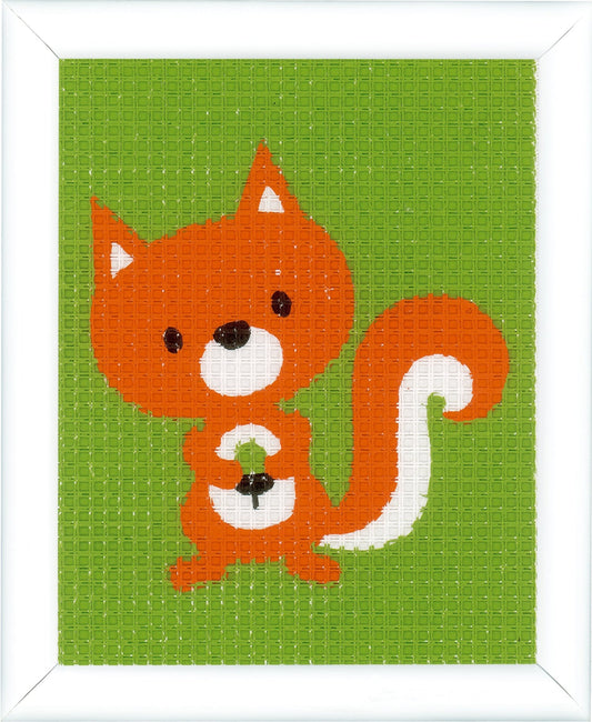 Vervaco Needlepoint Tapestry Canvas Kit Needlecraft 12.5x16cm - Little Squirrel - Home - Crafts