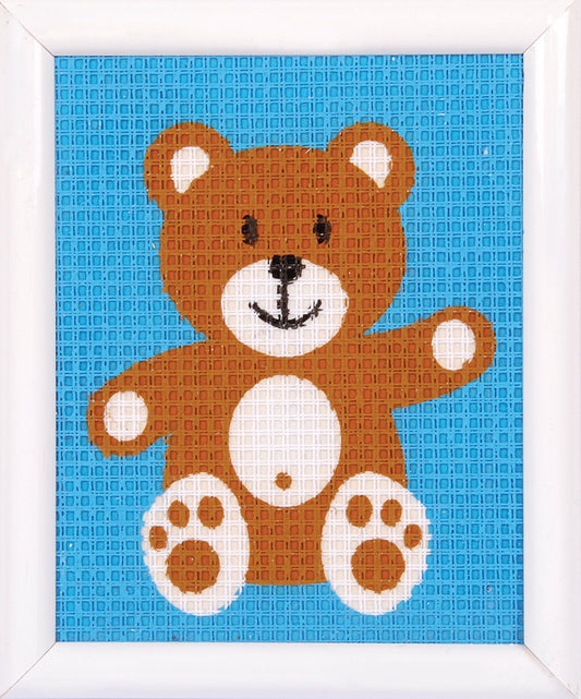 Vervaco Needlepoint Tapestry Canvas Kit Needlecraft 12.5x16cm - Teddy - Home - Crafts