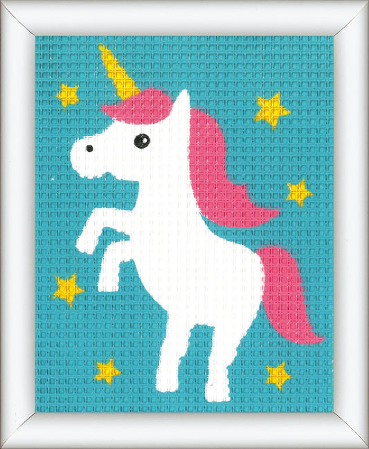 Vervaco Needlepoint Tapestry Canvas Kit Needlecraft 12.5x16cm - Unicorn - Home - Crafts