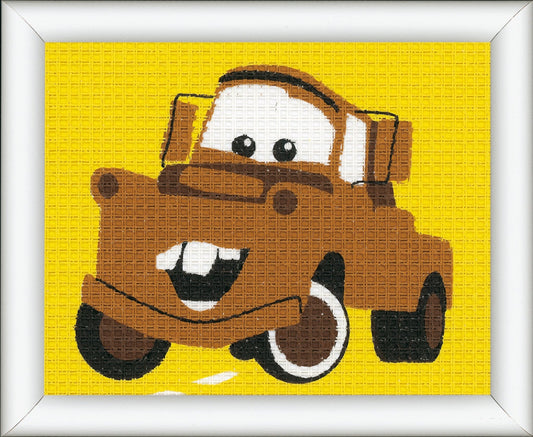 Vervaco Needlepoint Tapestry Canvas Kit Needlecraft 16x12.5cm - Disney Cars: Mater - Home - Crafts