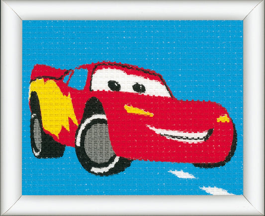 Vervaco Needlepoint Tapestry Canvas Kit Needlecraft 16x12.5cm - Disney: Lightning McQueen - Home - Crafts