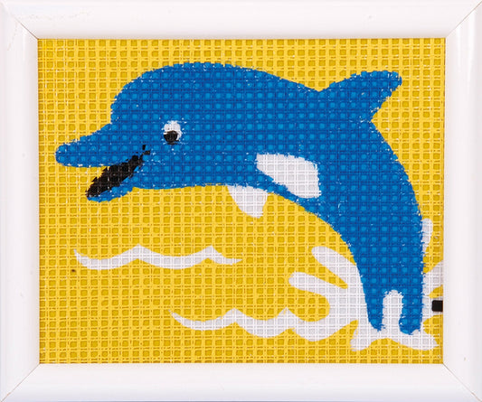 Vervaco Needlepoint Tapestry Canvas Kit Needlecraft 16x12.5cm - Dolphin - Home - Crafts