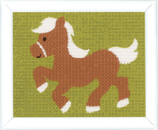Vervaco Needlepoint Tapestry Canvas Kit Needlecraft 16x12.5cm - Pony - Home - Crafts