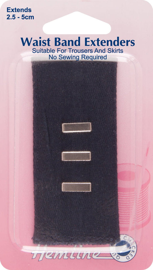 Waistband Extender Hook and bar For Trousers & Skirts Extends 1 - 2 Inches: Navy - Home - Crafts