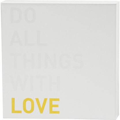 Watercolour White Lacquered Square Canvas With Gold Foil Love Motif Paint 25.4cm - Home - Crafts