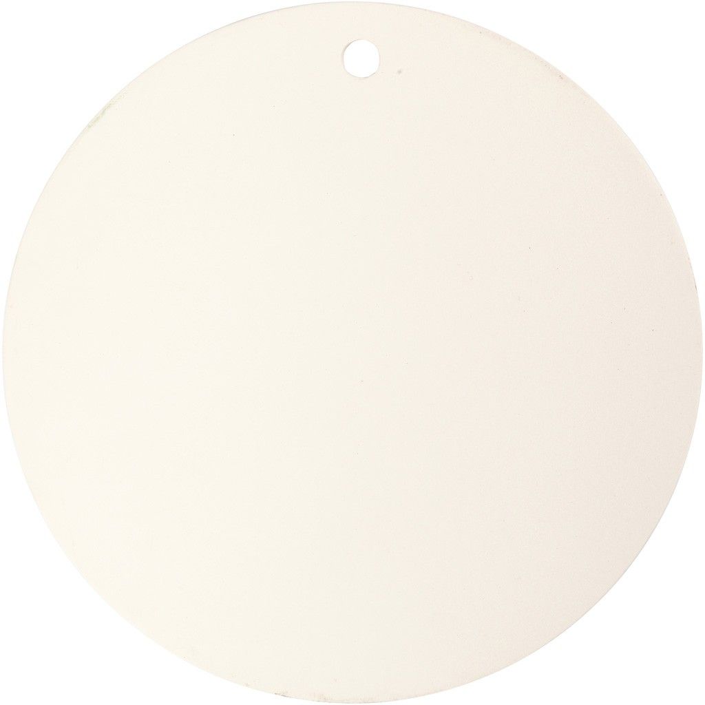 White Colour Terracotta Round Plate With Large Hole For Hanging Decorations 20 cm - Home - Crafts
