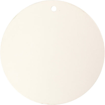 White Colour Terracotta Round Plate With Large Hole For Hanging Decorations 20 cm - Home - Crafts