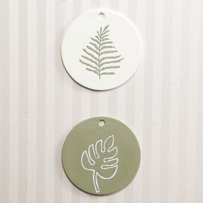 White Colour Terracotta Round Plate With Large Hole For Hanging Decorations 20 cm - Home - Crafts