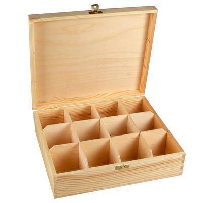 Wooden 12 Compartments Tea Bags Storage Treasure Box To Decorate - Home - Crafts
