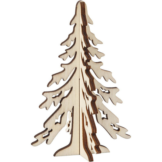 Wooden 3D Christmas Tree With Dark Edges Decoration Crafts H: 12.5 cm W: 8.5 cm - Home - Crafts