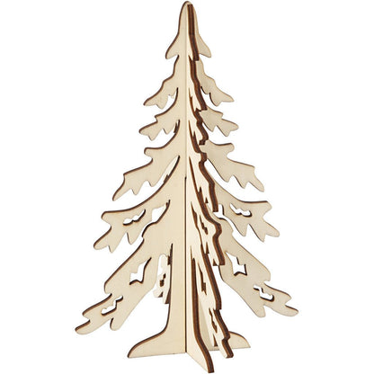Wooden 3D Christmas Tree With Dark Edges Decoration Crafts H: 20 cm W: 13 cm - Home - Crafts