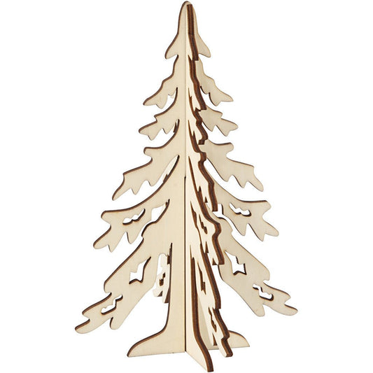 Wooden 3D Christmas Tree With Dark Edges Decoration Crafts H: 20 cm W: 13 cm - Home - Crafts