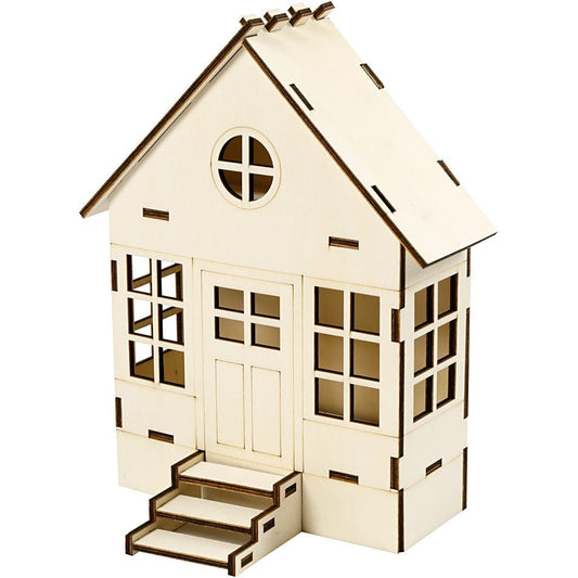Wooden Bay Window Construction House Decoration Crafts W: 19 cm H: 24 cm - Home - Crafts
