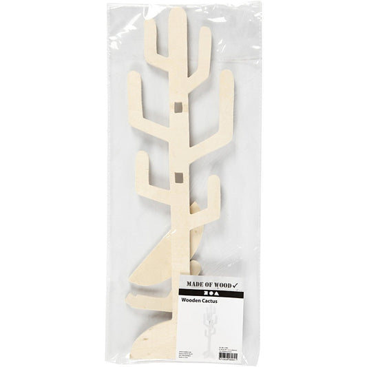 Wooden Cactus Decoration Crafts H: 38 cm W: 12 cm - Home - Crafts