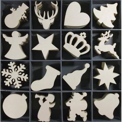 Wooden Christmas Embellishments Scrapbooking Toppers x 16 - Home - Crafts