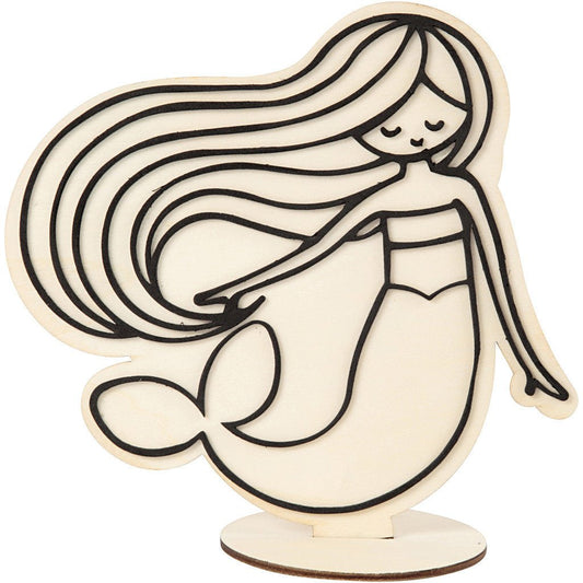 Wooden EVA Foam Figure With Stand Decoration Crafts H: 18 cm - Mermaid - Home - Crafts