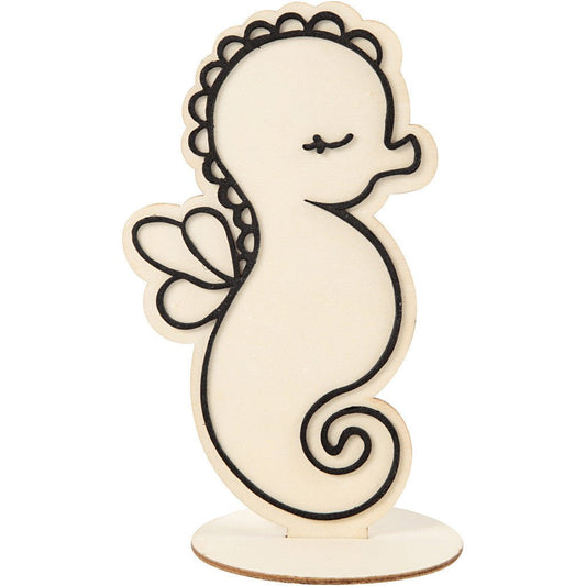 Wooden EVA Foam Figure With Stand Decoration Crafts H: 18 cm - Seahorse - Home - Crafts