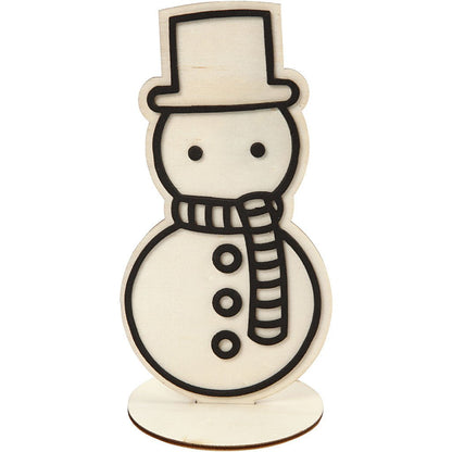 Wooden EVA Foam Figure With Stand Decoration Crafts H: 18.5 cm - Snowman - Home - Crafts