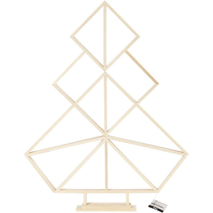 Wooden Geometric Design Christmas Tree Decoration Crafts H: 60 cm W: 47 cm - Home - Crafts