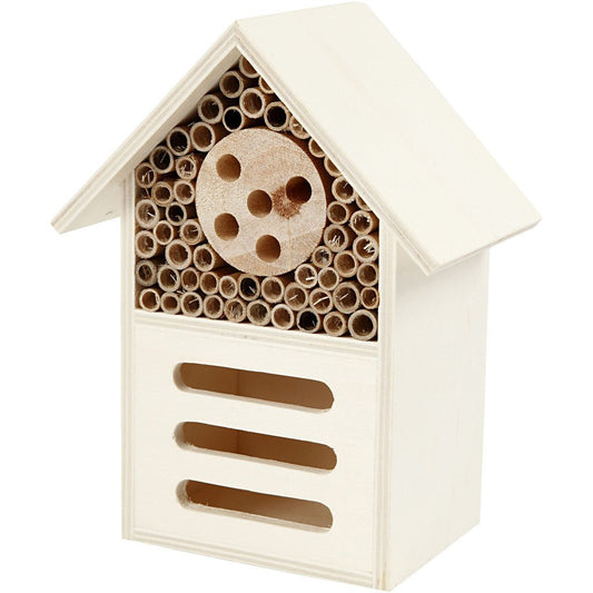 Wooden Insect Butterfly Hotel With Bamboo Tubes Home Decorations Crafts H: 18 cm W: 14 cm - Home - Crafts