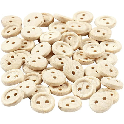 Wooden Natural Buttons 15-35 mm - 2-4 Hole Round Shaped Buttons Sewing Craft